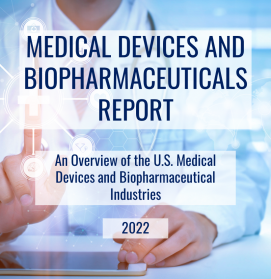 Medical Devices and Biopharmaceuticals report cover image. 